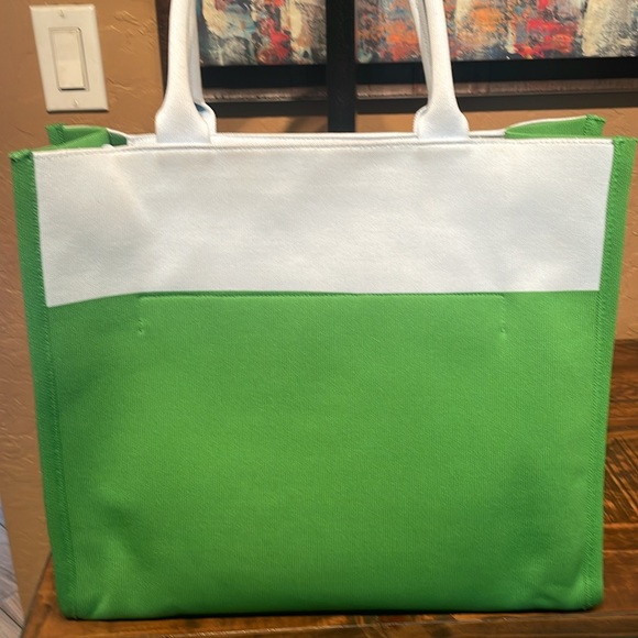 NEW Kate Spade x Target Green and Baby Blue Heavy Canvas Tote Bag - Picture 5 of 7
